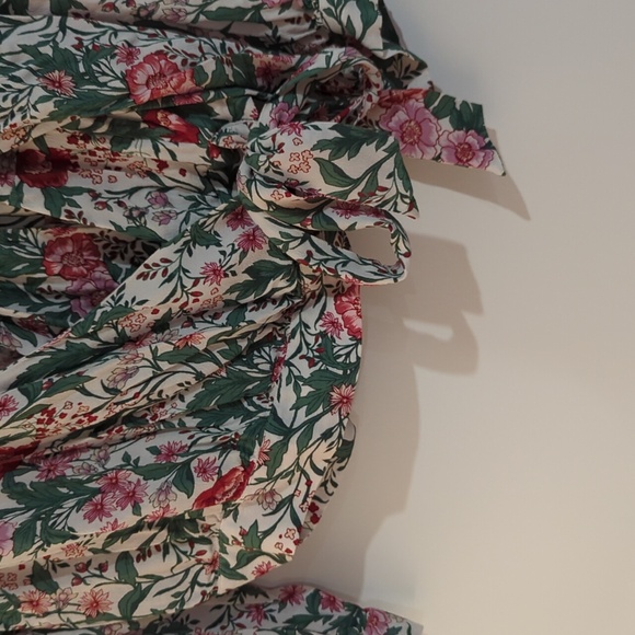 Cropped Botanical Floral Long Sleeve Collared Wrap Blouse Frank & Oak Size Large - Picture 4 of 8
